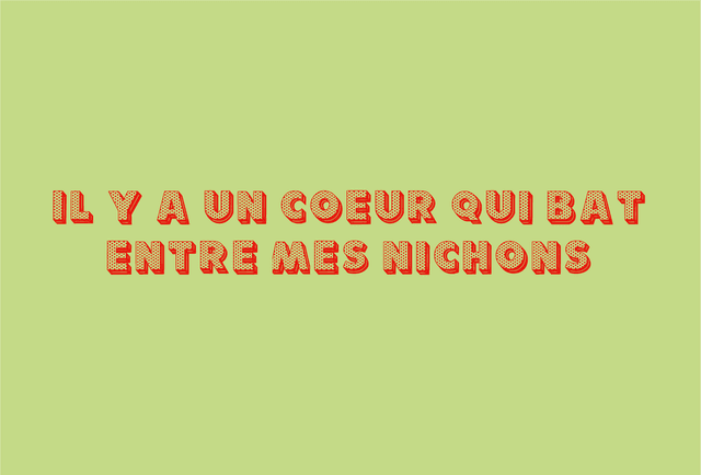 Carte Il y a un coeur qui bat entre mes nichons